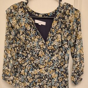 LOFT Floral Women's Dress - Blue and Yellow